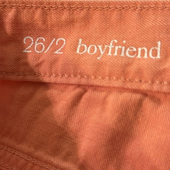ANN TAYLOR LOFT Boyfriend Jeans Denim Pink Peach Colored Roll Up Cuffed Sz 26/2 - Picture 7 of 9